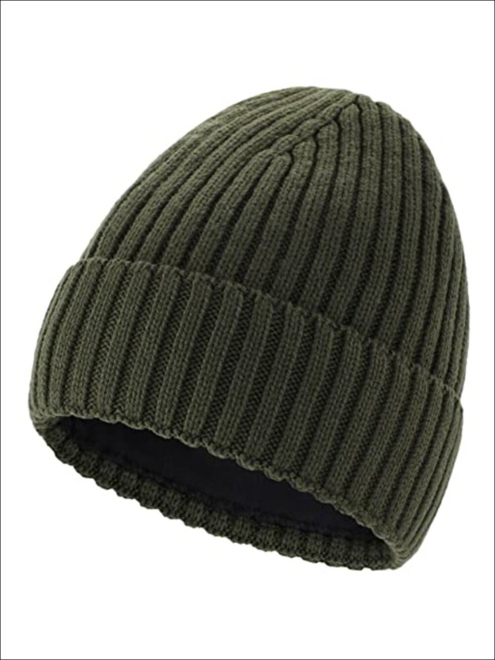 Fleece Lined Cuffed Beanie Hat Knitted Winter Wool Skull Cap Warm Watch Hat